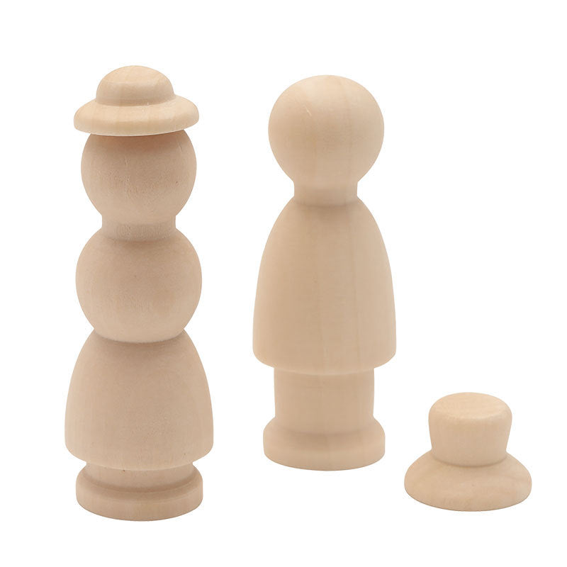 Husband and Wife Peg Doll Loose Set of 2 Natural Wood DIY Loose Parts Kids Craft Wooden toys