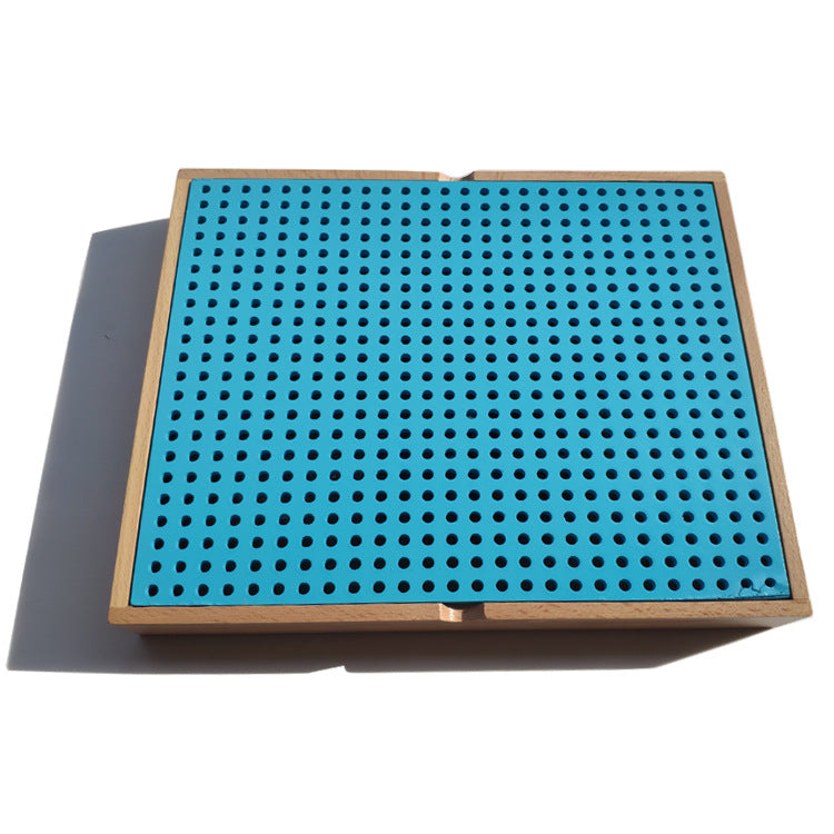 Wooden Mosaic Beads Pegs Board and Threading Activity Box