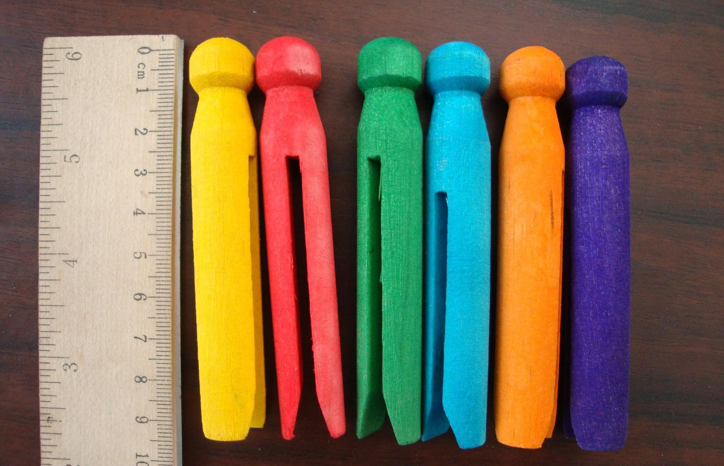 12 Piece Natural Wooden Clothesline Dolly Pegs Loose Parts Toy - HAPPY GUMNUT