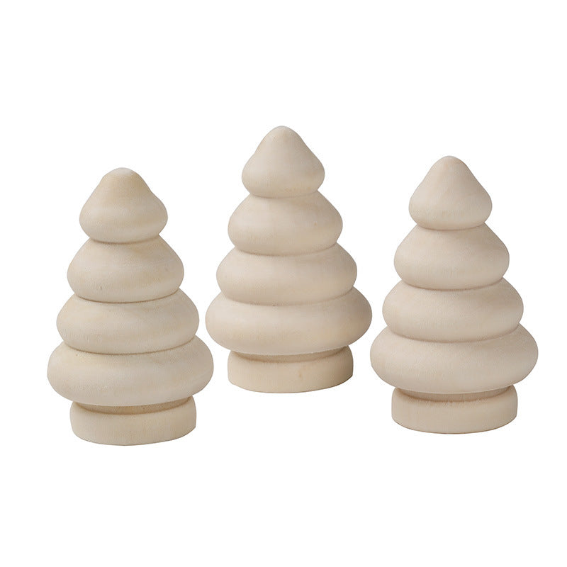 Set of 5 Wooden Craft DIY Tree Christmas Trees or Acorns Loose Parts