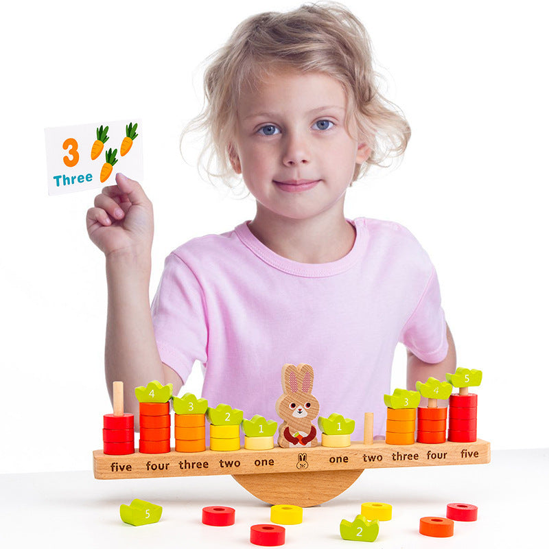 Carrot Counting Game Balancing Scale With Flash Cards