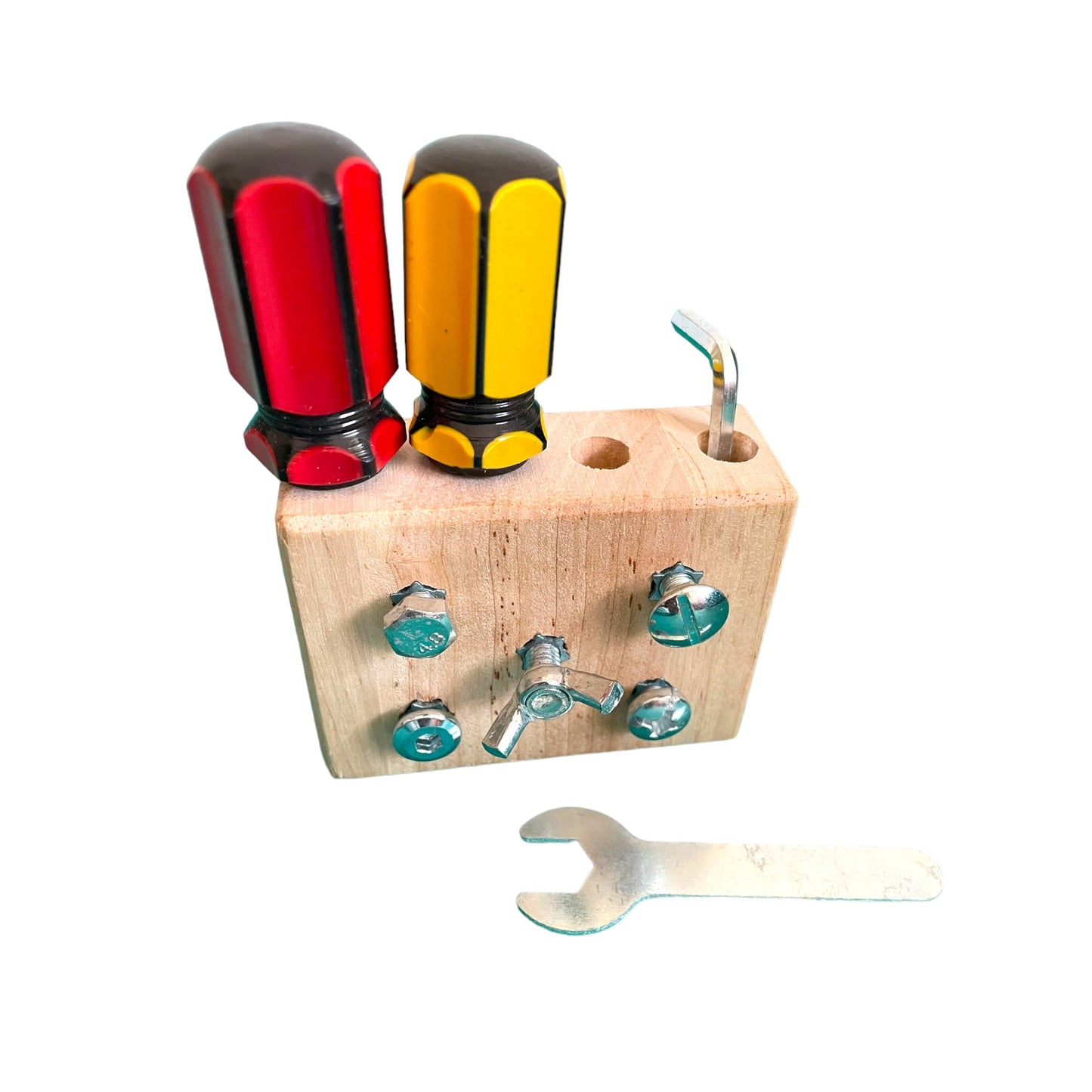 Montessori deluxe Mini Screwdriver Busy Board with tool kit set Bolts and nuts Cogs Latches and Lock