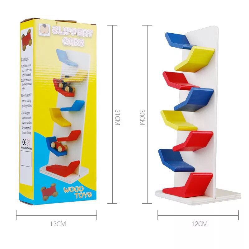 Wooden Zig Zag Car Race Track Tower B