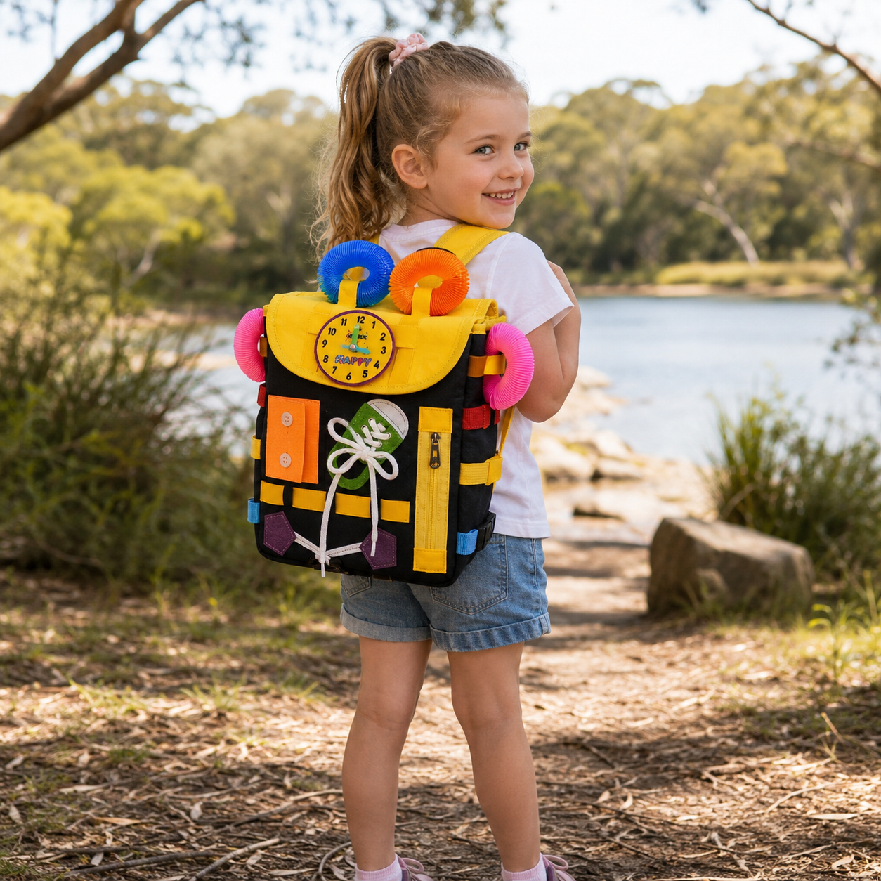 Portable Montessori Sensory Busy Board Backpack for Kids β Fine Motor Skills Toy, Autism Learning Activity, Travel-Friendly Educational Toy