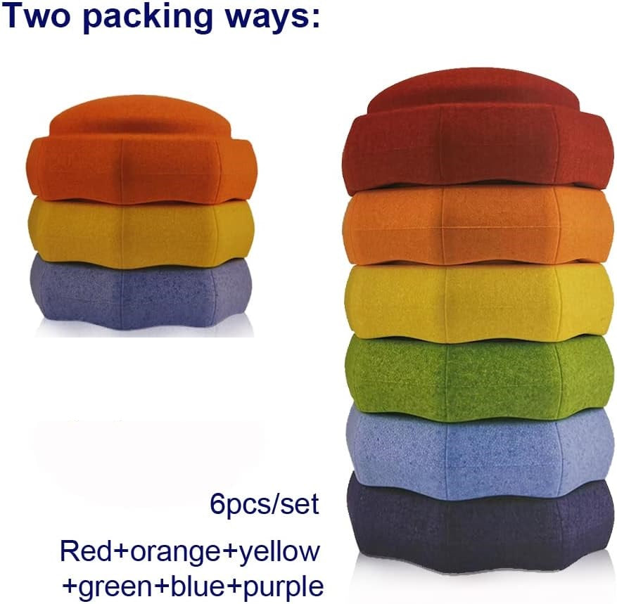 6 PC Rainbow Kids Jumbo Stepping Stones Stacking Blocks Toy Balancing Obstacle Beams