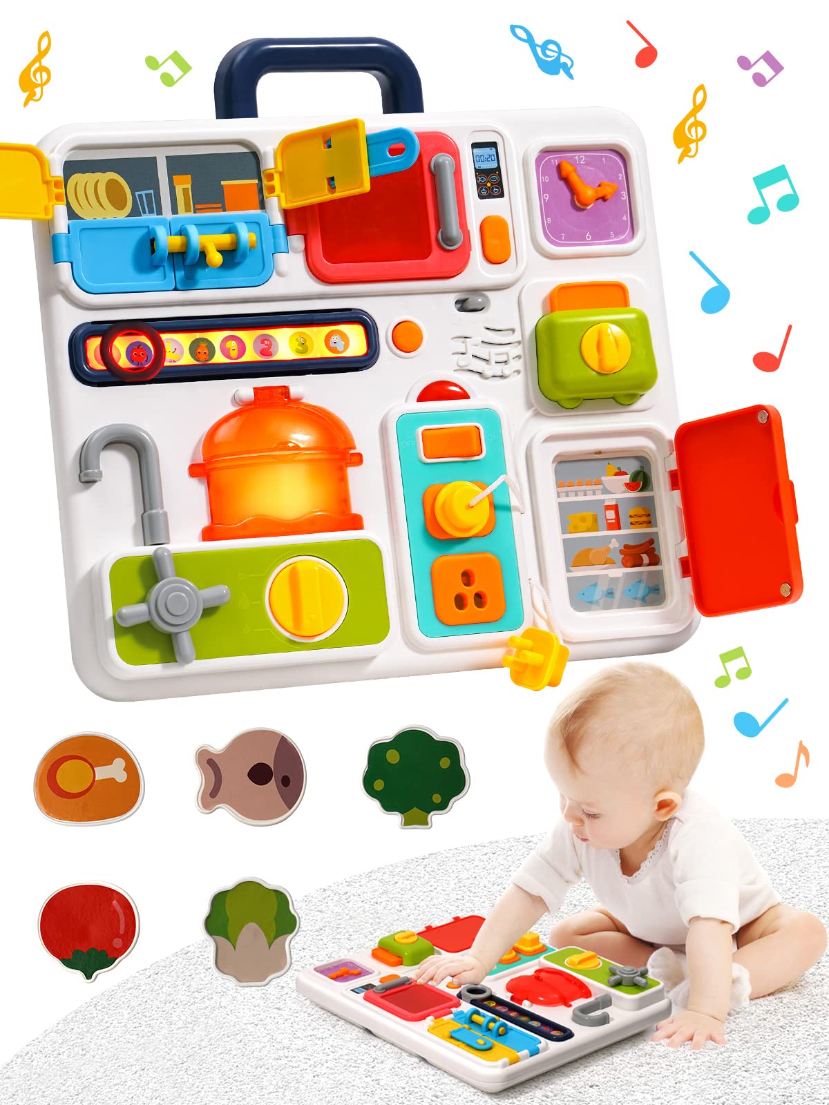 Kids Busyboard with Sounds and Light Lock and Key Door Hinges !