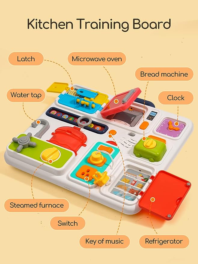 Kids Busyboard with Sounds and Light Lock and Key Door Hinges !