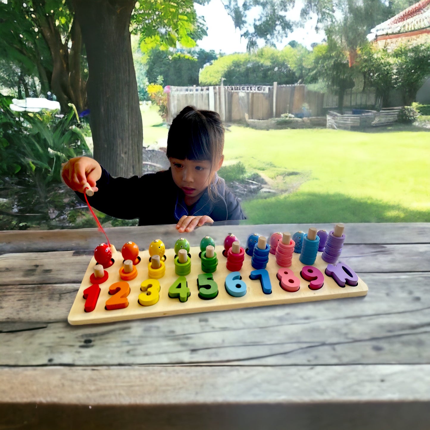 Wooden Fishing & Numbers Counting Sorting Game Kids Toy