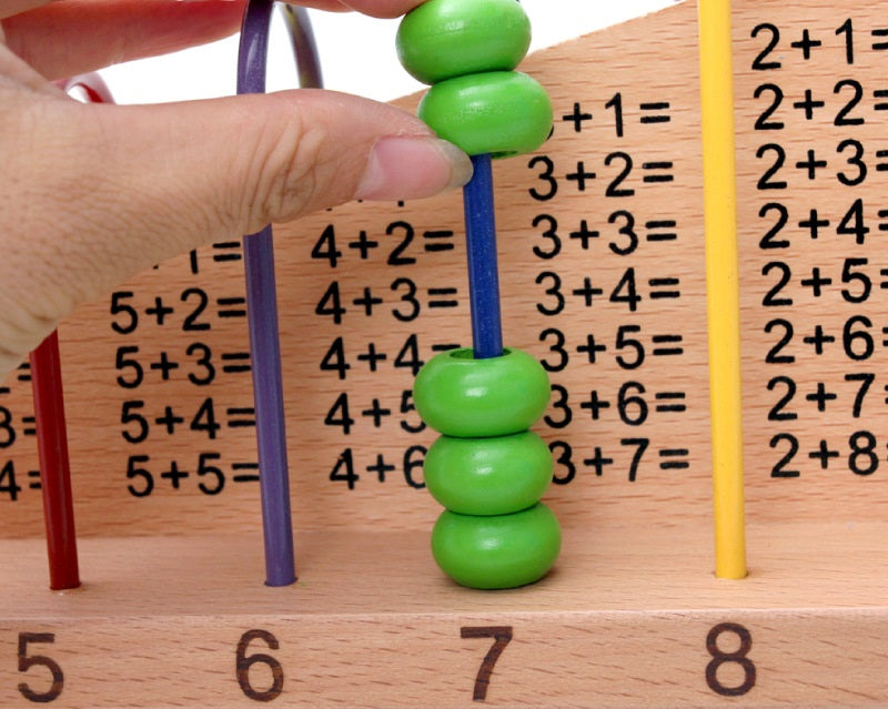 Wooden Abacus Toy Beads Counting Add and Subtract Maths Learning Game