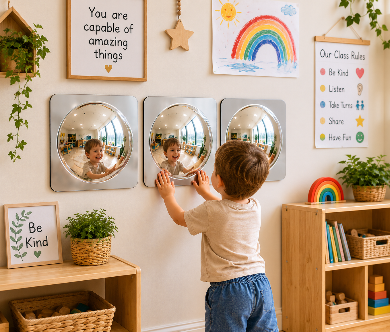 Bubble Mirror Set (4 Pack) – Sensory Wall Mirrors for Kids | Red, Yellow, Green & Clear - HAPPY GUMNUT
