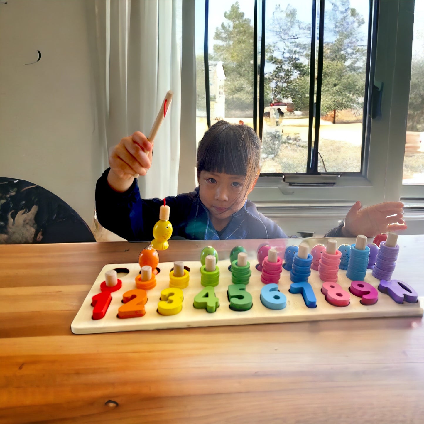 Wooden Fishing & Numbers Counting Sorting Game Kids Toy