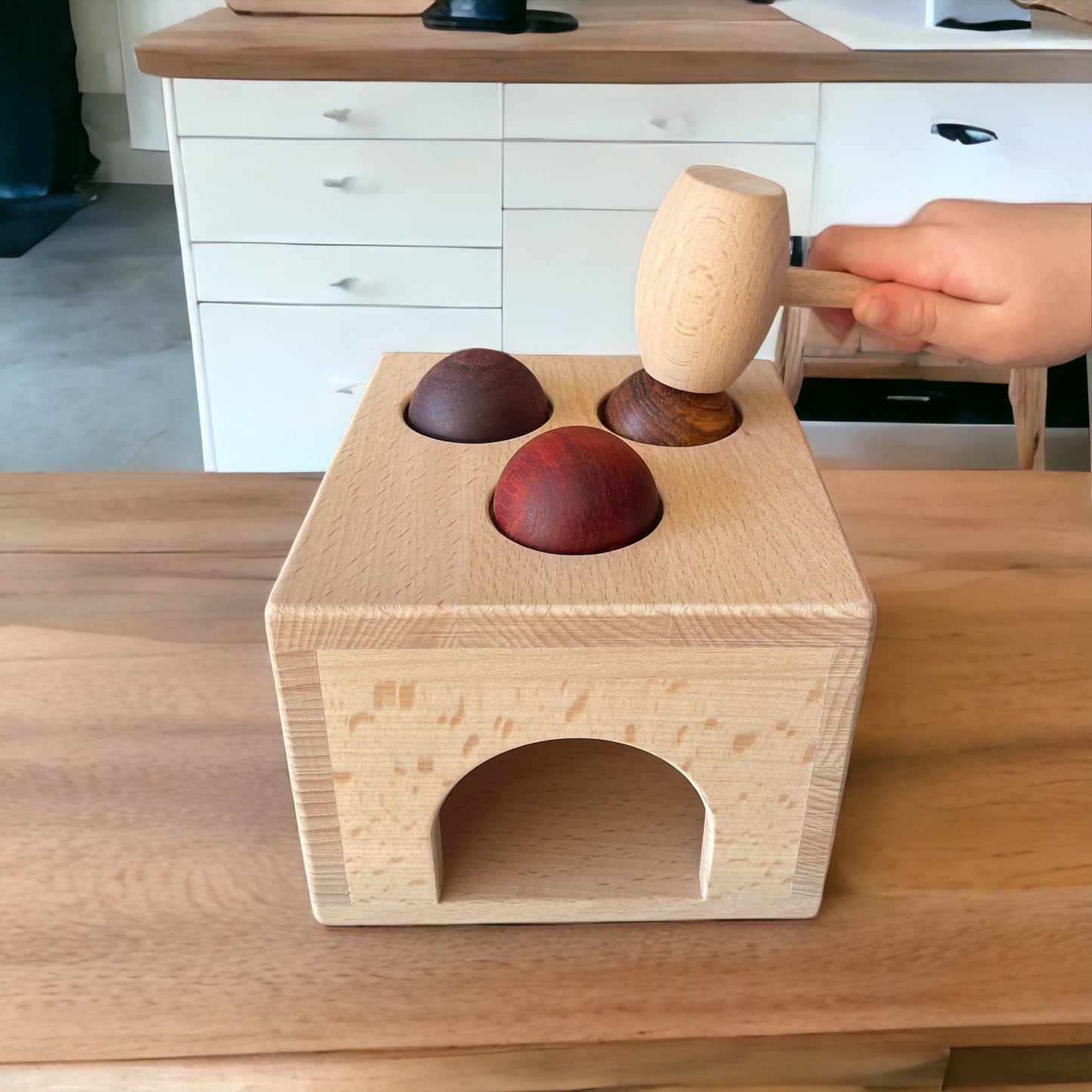 Premium Wooden Ball Pounding Box Pound a Ball Kids Toys