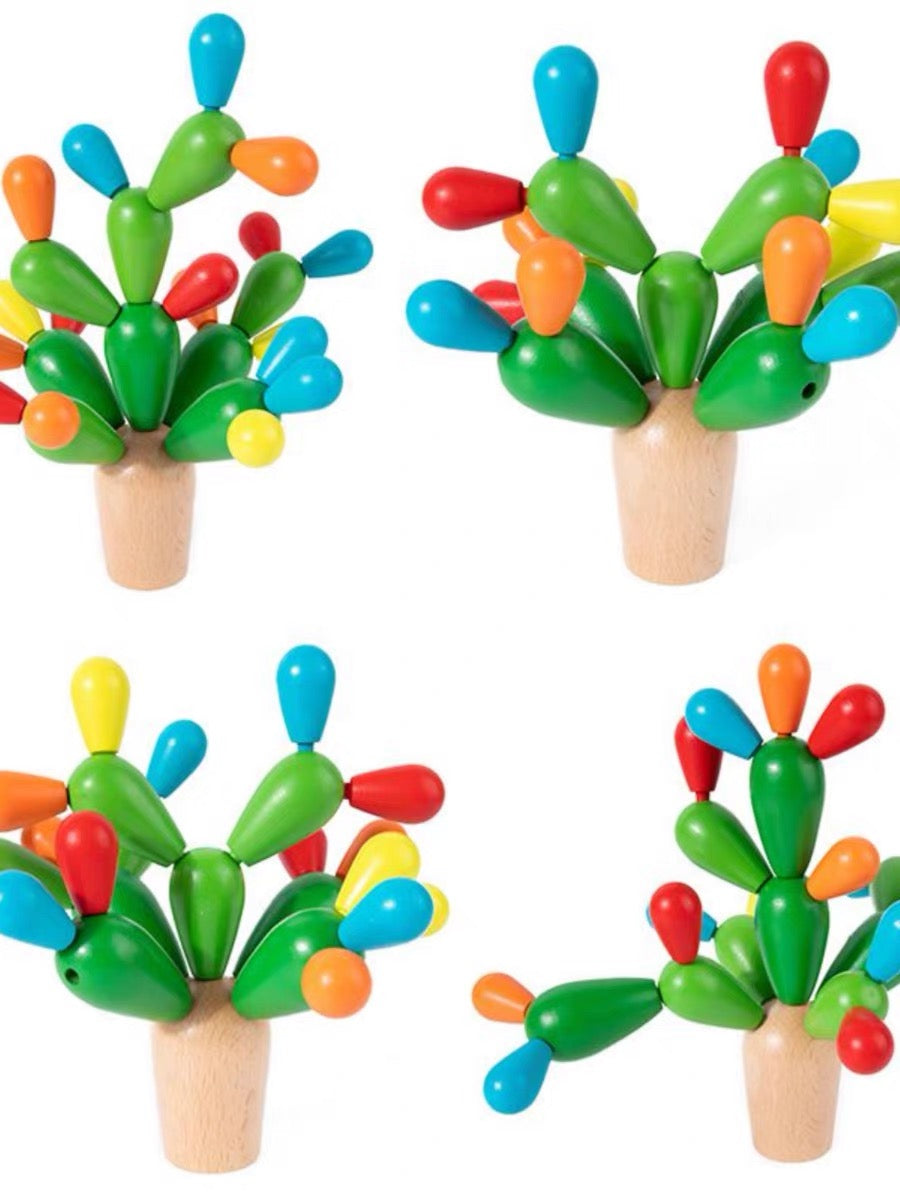 Educational balance Wooden Balance Building Blocks Cactus children toy