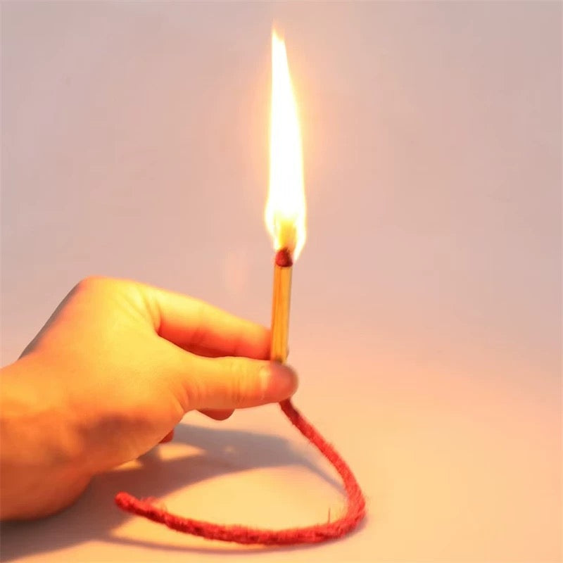 Kids Wood Scrapper and Flint Striker / 30cm Fire Starter Wax Jute Fire Rope Campfire Lighter