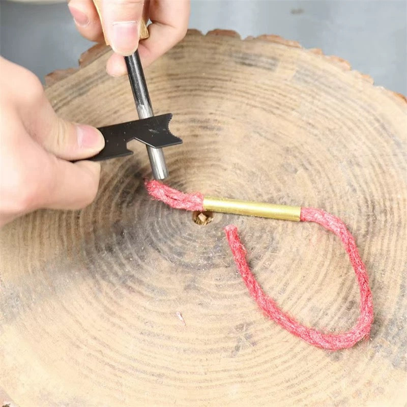 Kids Wood Scrapper and Flint Striker / 30cm Fire Starter Wax Jute Fire Rope Campfire Lighter