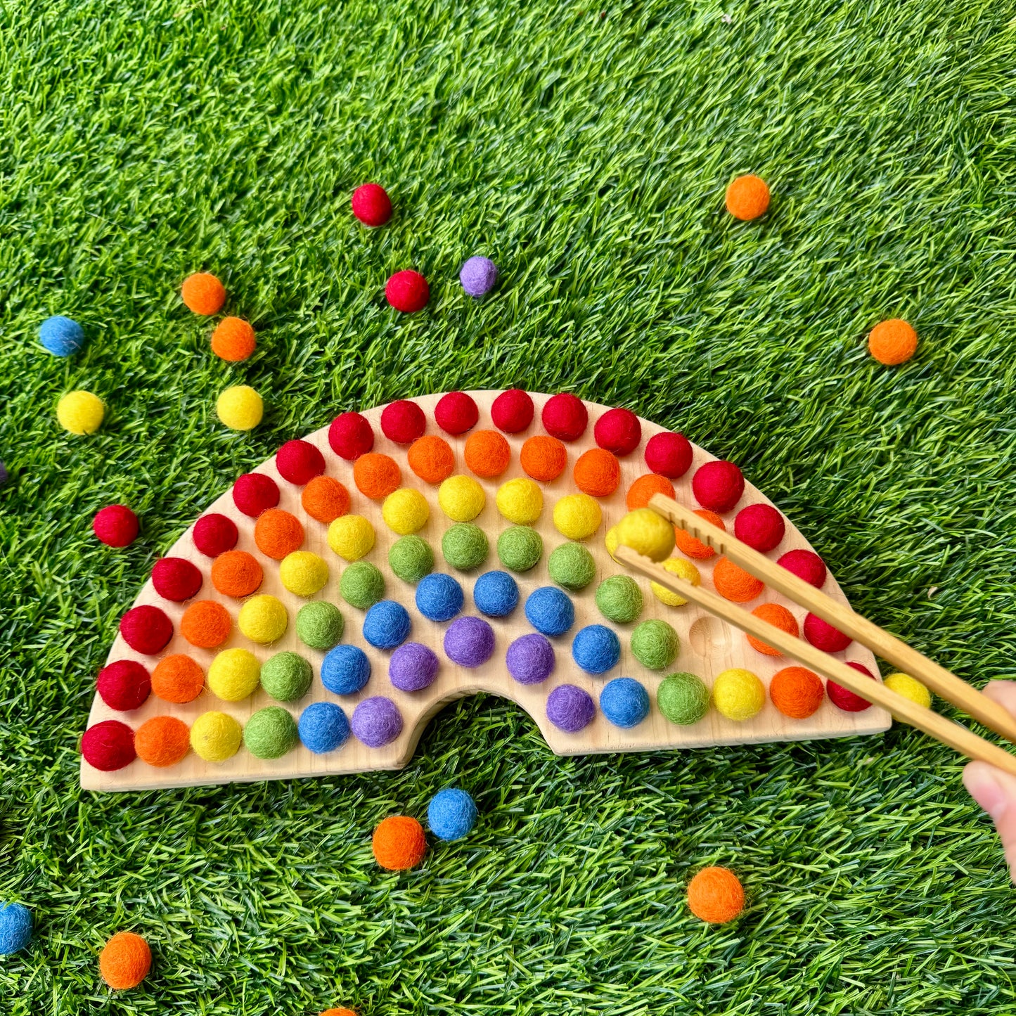 Basic Montessori Inspired Rainbow Beads Sorting Board