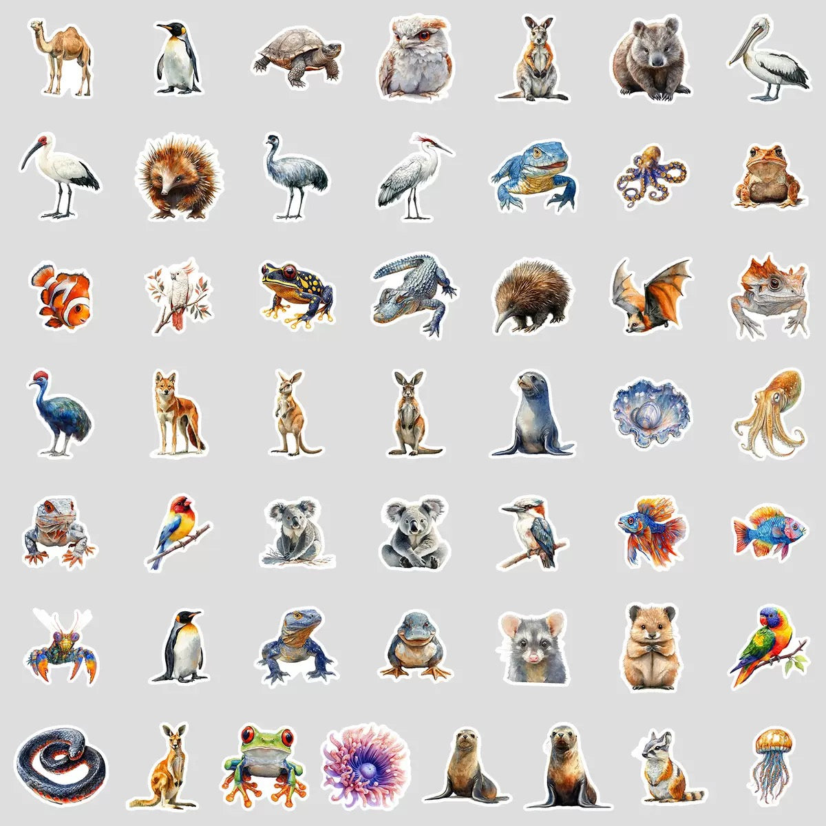 DIY Arts and Craft Bulk Lot of 50 Aussie Stickers Animals Jungle Farm various Themes