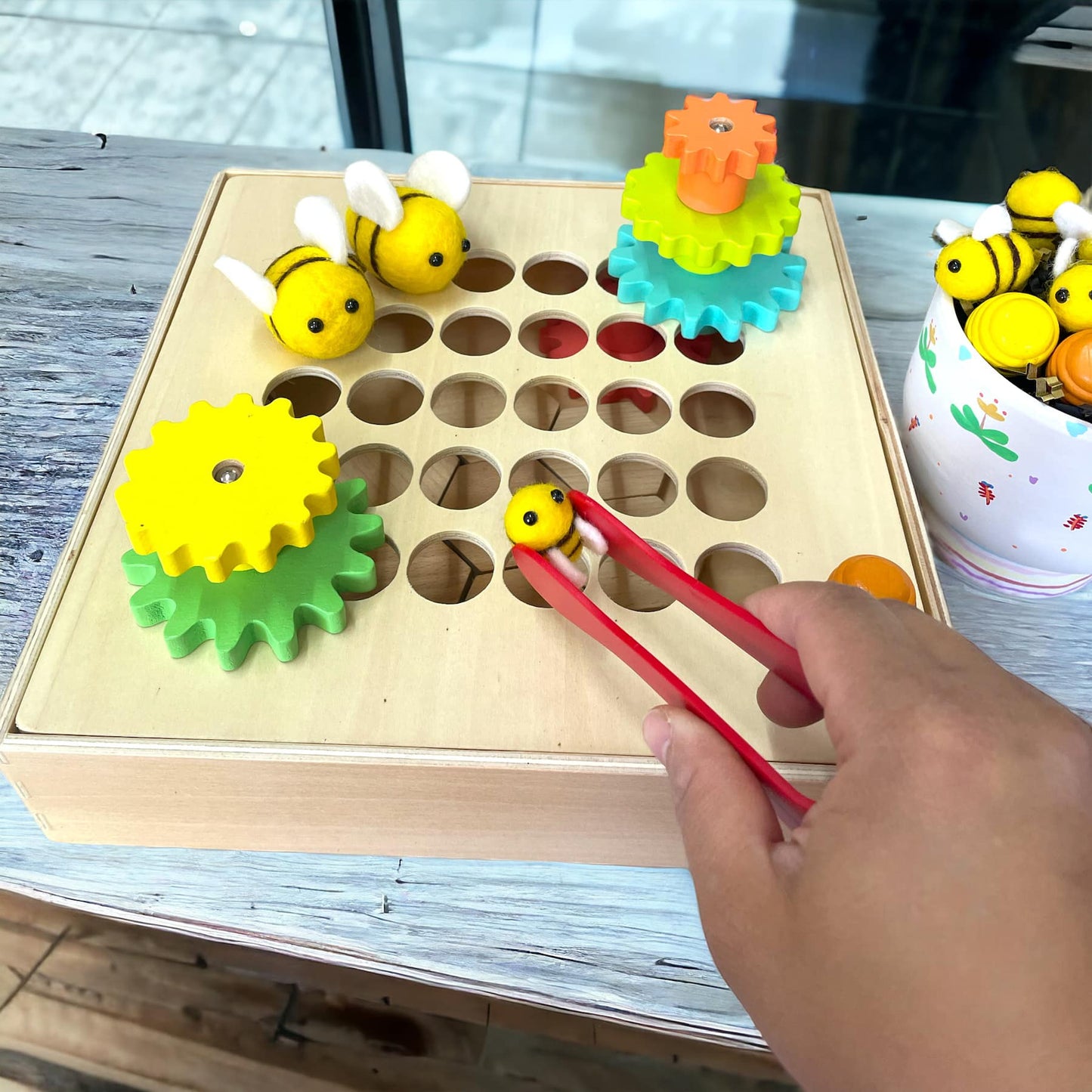Beehive Bee Flower Cog Loose Parts Tray Sensory play Bundle