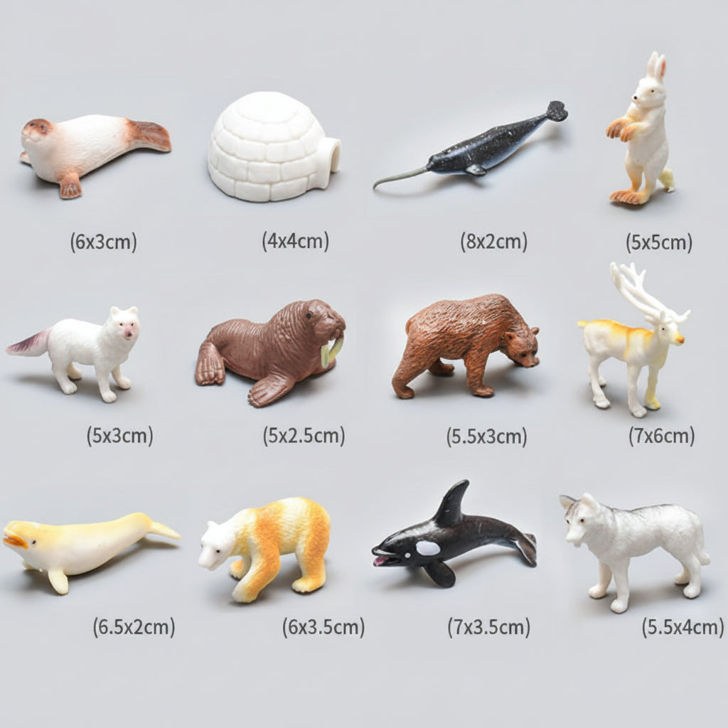 Arctic Animals PVC Model Figures Set of 12 Educational Teaching Toy - HAPPY GUMNUT