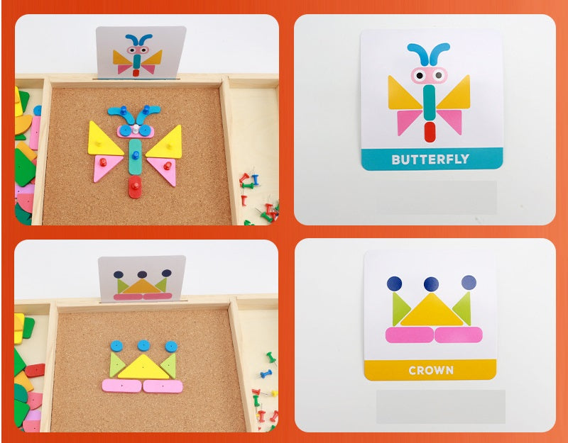 Tap a Shape Wooden Hammer Deluxe Nail Board Geometric Shapes Game Toy