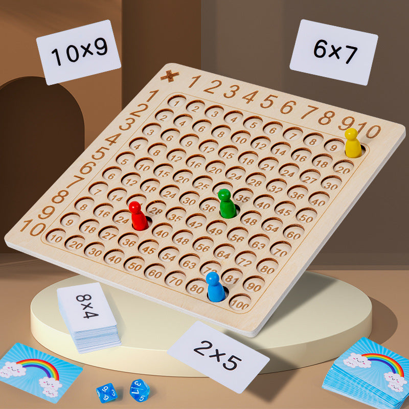 Wooden Multiplication Board Game with Flash Cards