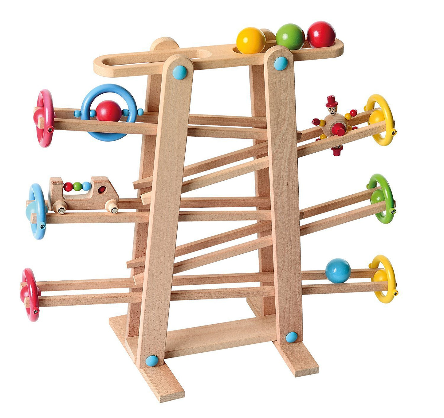 X Large Wooden Ball Run Track a Ball Rack Car Ramp Toy
