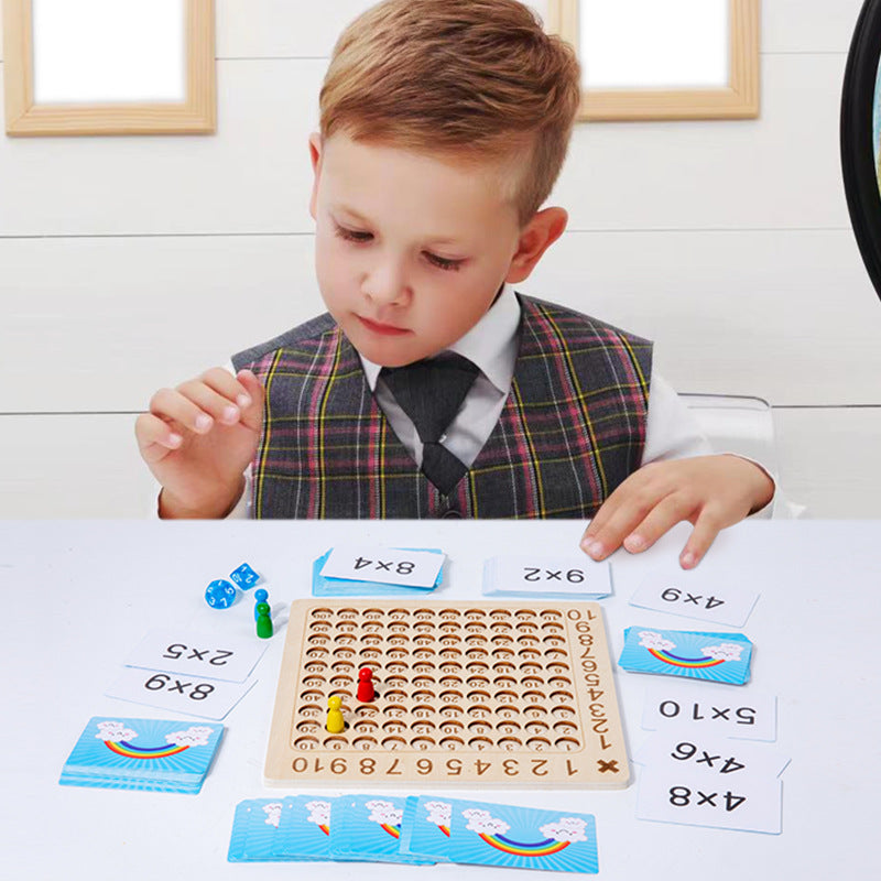 Wooden Multiplication Board Game with Flash Cards