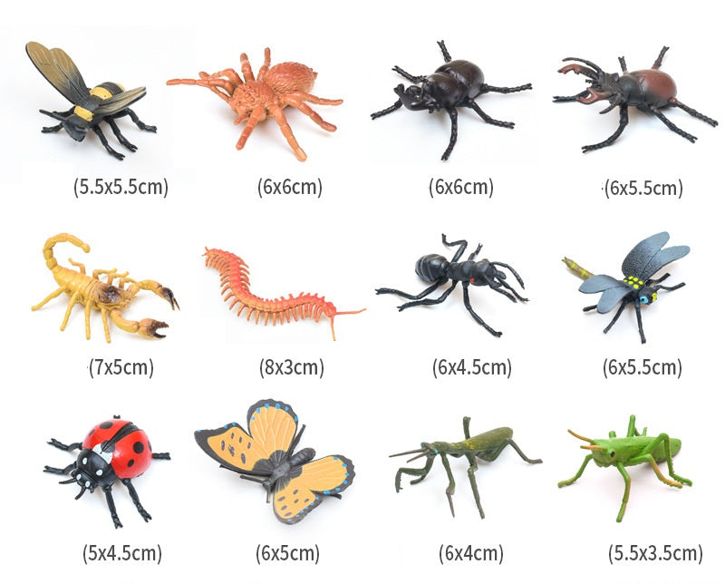 Insects Animals PVC Model Figures Set of 12 Educational Teaching Toy