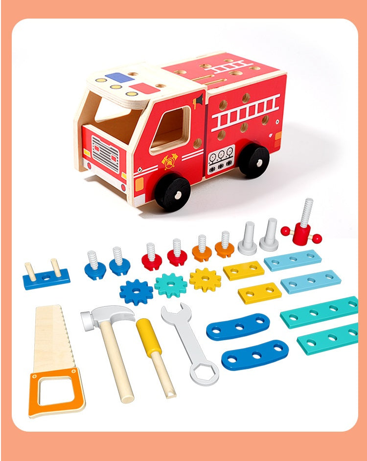 Building construction Truck 40+ piece Hammer Pounding Nail Board Wooden Open-Ended Toys