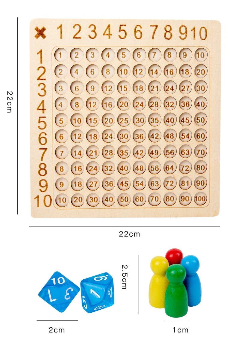 Wooden Multiplication Board Game with Flash Cards