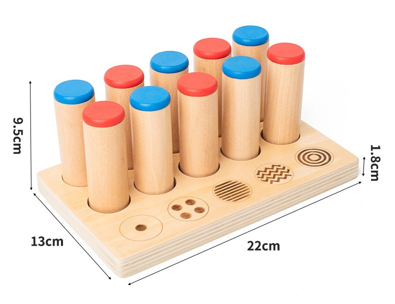 Montessori Sound Cylinder Boxes Sensory Sorting Matching Board with Pattern Sorter Memory Colour