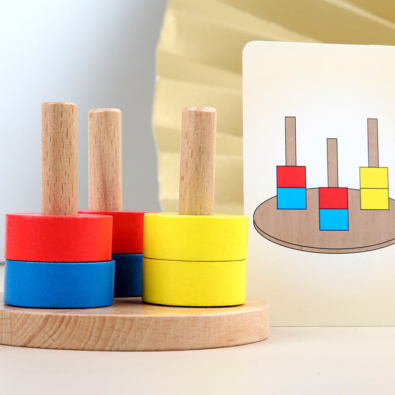 Basic Montessori 2 set 3 Column Sequence Beads Stacker Toy With Flash Cards