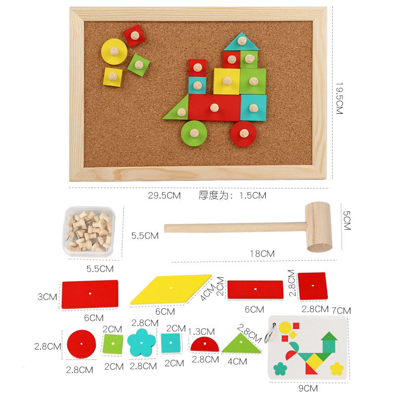 Tap a Shape Wooden Hammer Nail Board Geometric Shapes Game Toy