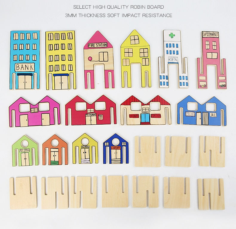 Set of 8 Building Blocks Buildings for Dolls Peg Leg Dolls or Character Toys - HAPPY GUMNUT
