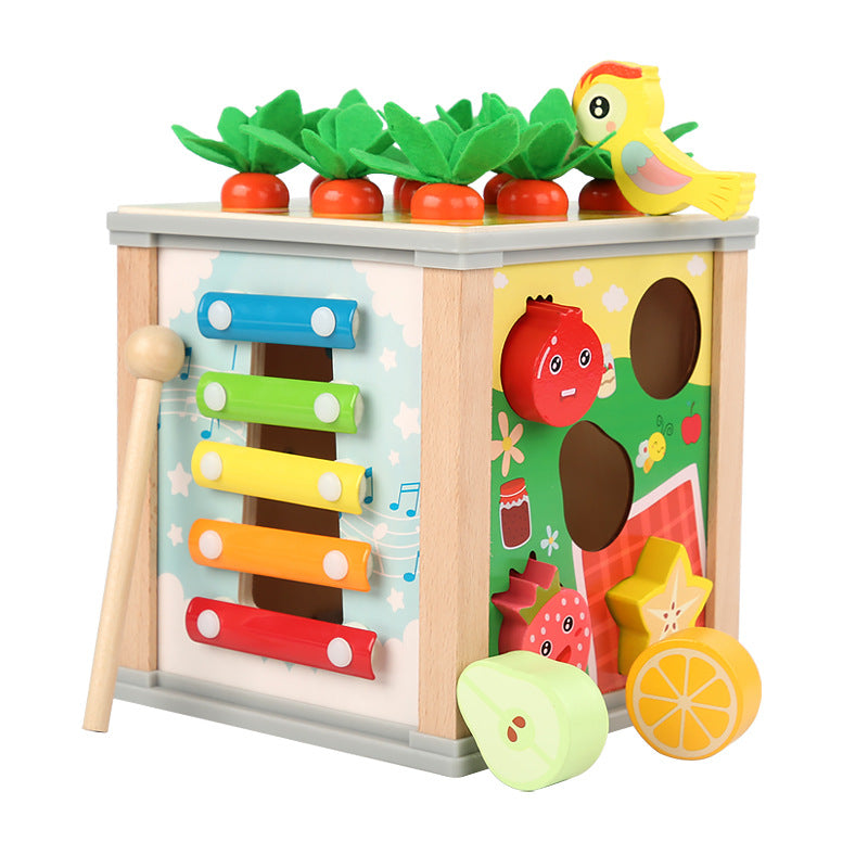 Montessori Inspired 6 in 1 Kids Wooden Toy Activity Box Busy Board Box