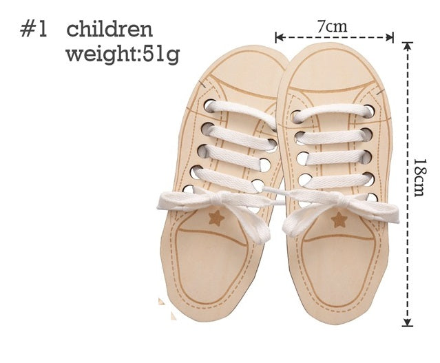 Wooden Shoe Lace Toy Practice Treading Lacing