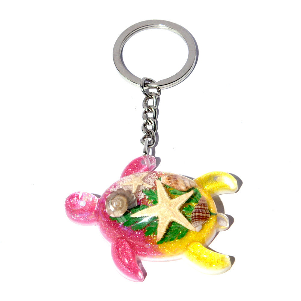 Marine Resin Shapes Keyring With Marine Life Inside