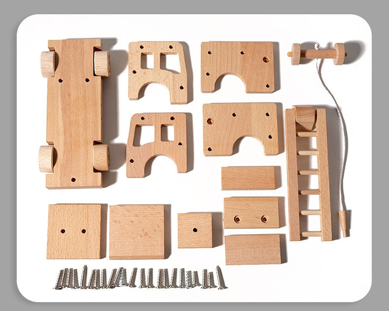 Kids Real Tools Set DIY Build a Wooden Basic Truck Set