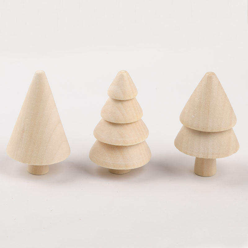 Set of 5 Wooden Craft DIY Tree Christmas Trees or Acorns Loose Parts