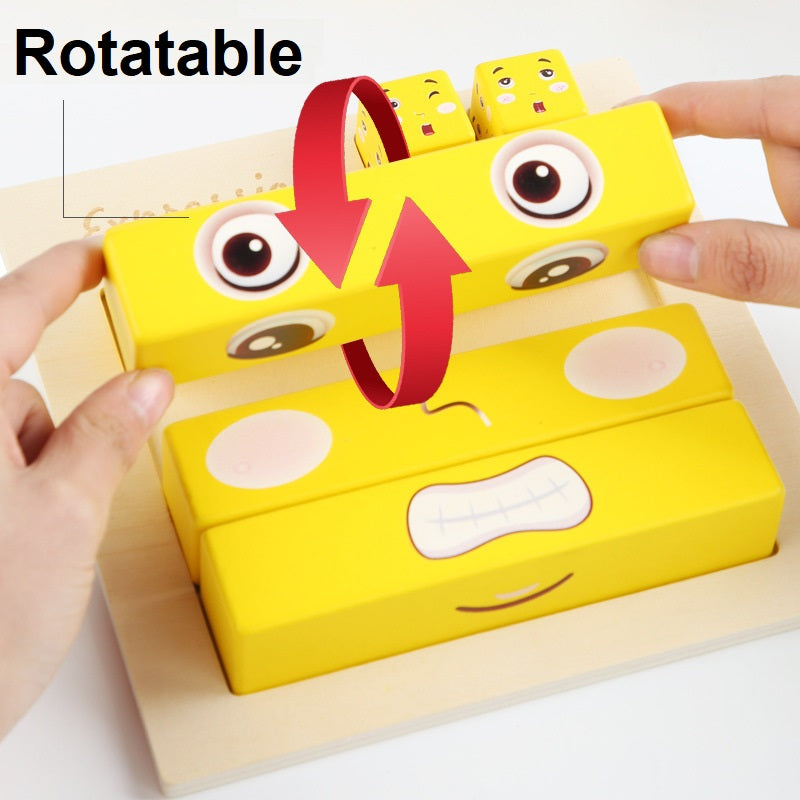 Wooden Board Kids Facial Emotion Emoji Style Expression Learning Puzzle - HAPPY GUMNUT
