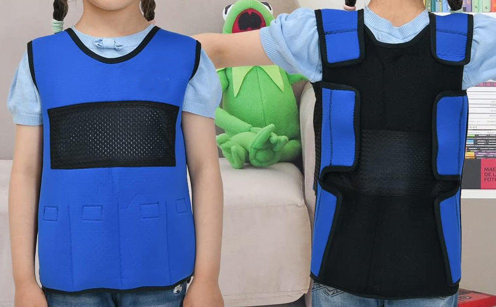 Sensory Compression Pressure Vest With adjustable Weights (BLUE & BLACK)