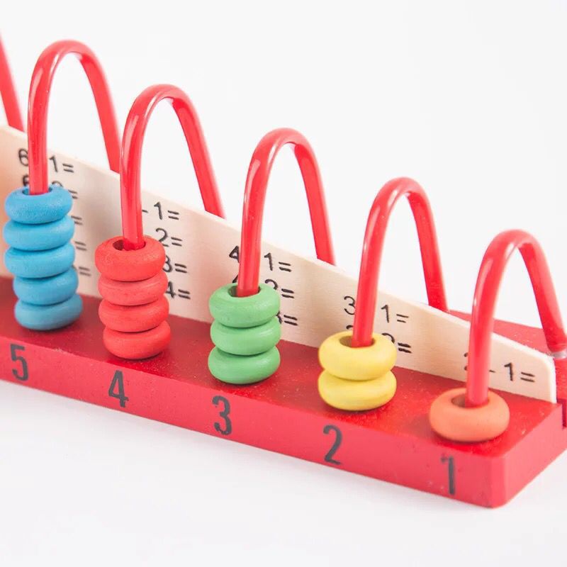 Wooden Abacus Toy Beads Counting Add and Subtract Maths Learning GREEN BASE Game B