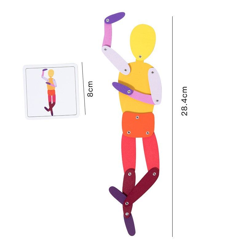 Posing Doll Wooden Action Figure Body Joints Learning Toy
