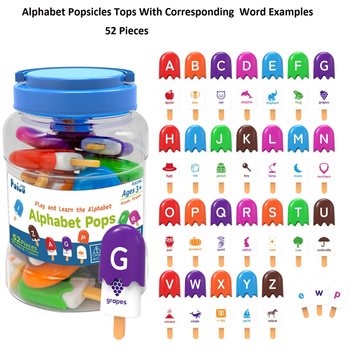 Educational Resources Ice Cream Solids Colour Alphabet Various colours 52 Pieces