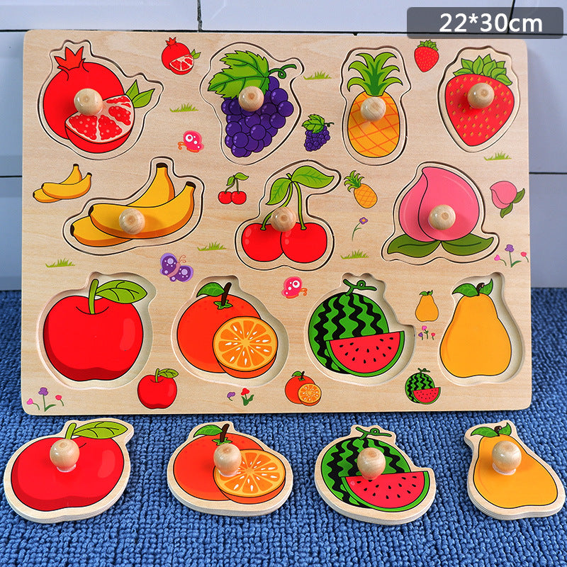 Fruit Platter Shapes Sorting puzzle Board with knobbed handles