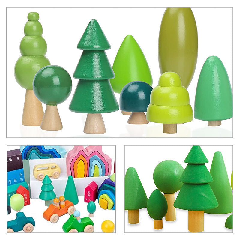 Set of 5 Wooden Craft DIY Tree Christmas Trees or Acorns Loose Parts