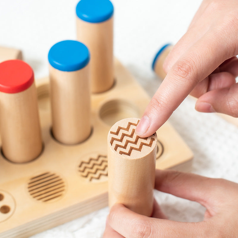 Montessori Sound Cylinder Boxes Sensory Sorting Matching Board with Pattern Sorter Memory Colour