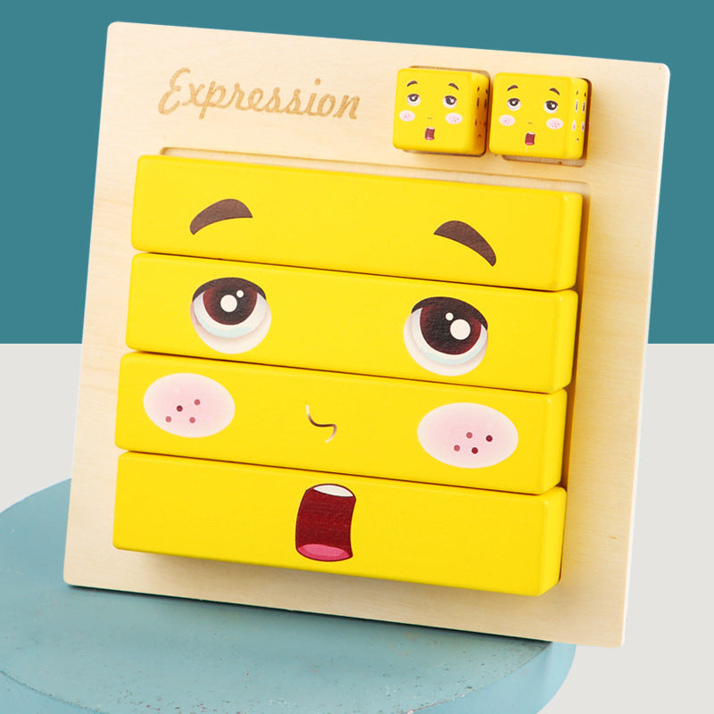 Wooden Board Kids Facial Emotion Emoji Style Expression Learning Puzzle - HAPPY GUMNUT