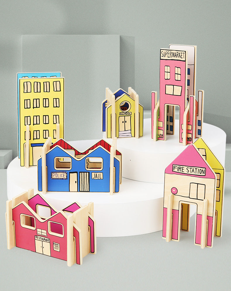 Set of 8 Building Blocks Buildings for Dolls Peg Leg Dolls or Character Toys - HAPPY GUMNUT
