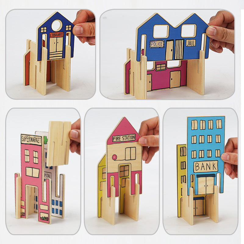 Set of 8 Building Blocks Buildings for Dolls Peg Leg Dolls or Character Toys - HAPPY GUMNUT